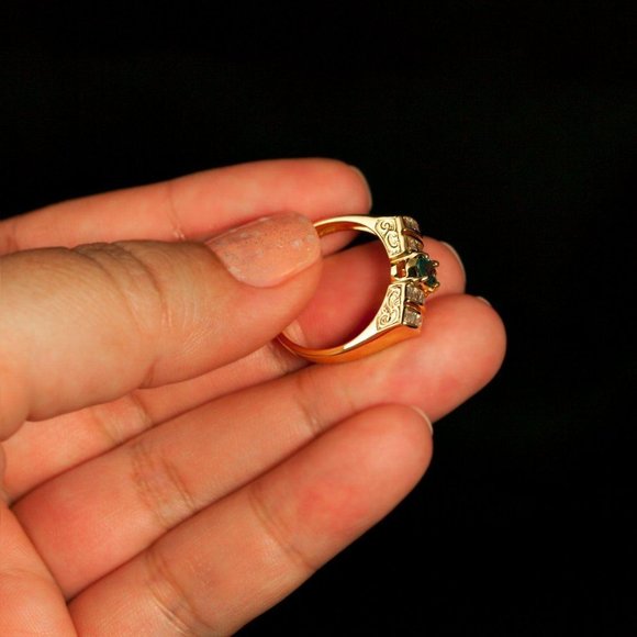 Russian Alexandrite Diamond 18k Yellow Gold Ring - Picture 7 of 7